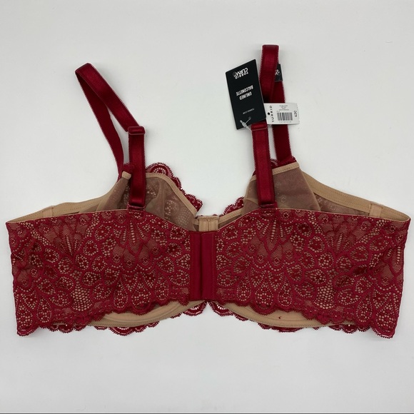 Torrid Women’s Dark Red Unlined Lace Balconette Bra Size 42C - Picture 8 of 9